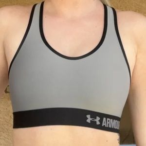 Under Armor Grey/Black Sports Bra, Size S